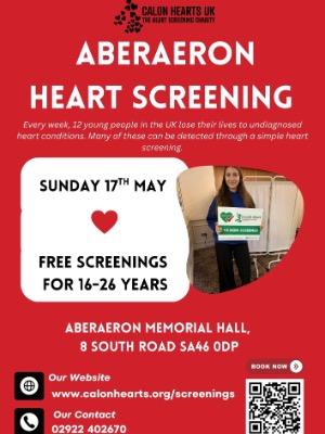 17th May - Aberaeron Memorial Hall - FREE for 16-26 years old only