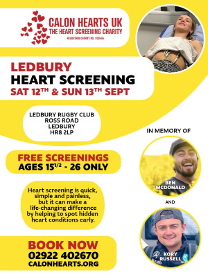 12th September - Ledbury Rugby Club - FREE for 15½-26 year olds only